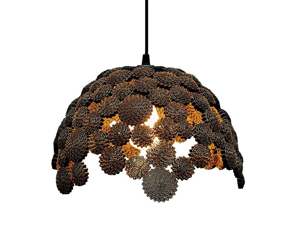 Lámpara de techo con forma de mesia esfera color negro